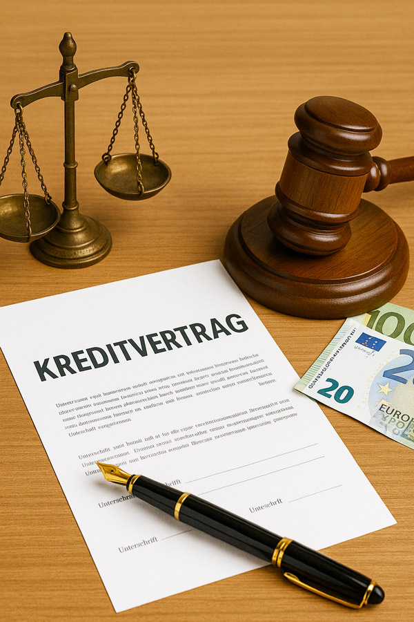Kugelschreiber liegt auf Kreditvertrag
