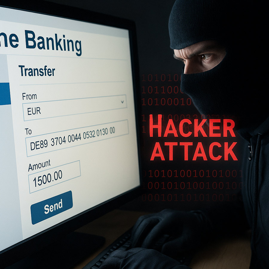 Hackerangriff auf Bankkonto
